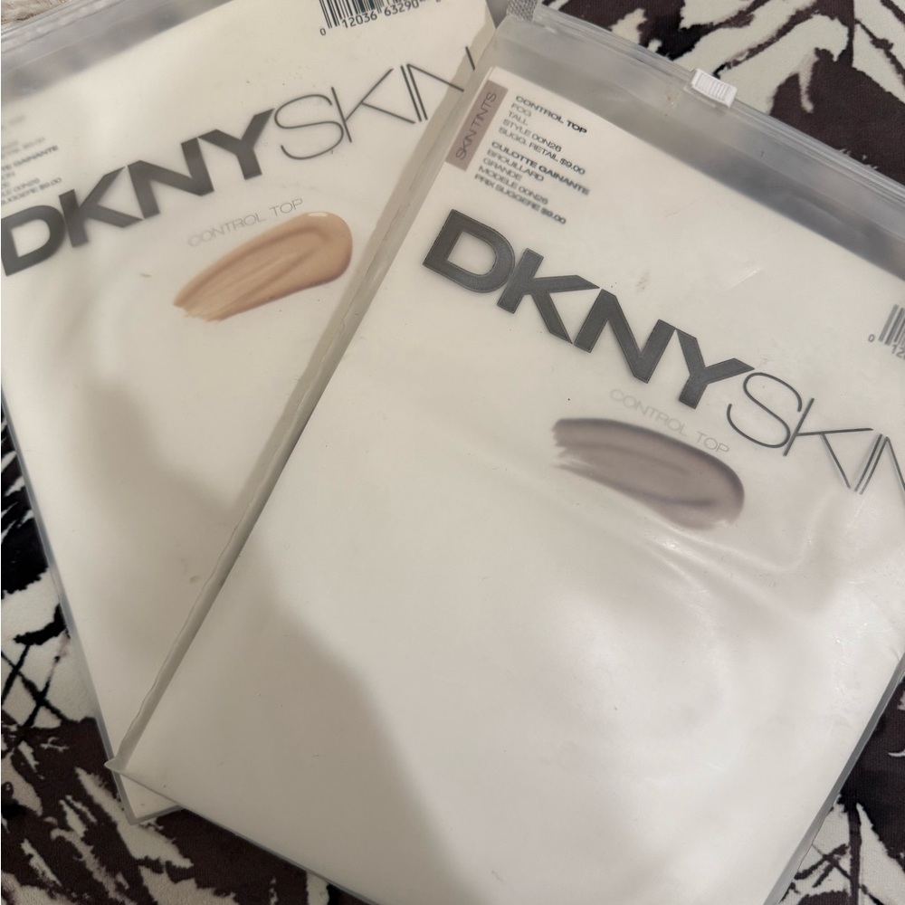 NWT DKNY skin control top stockings. 1  fog, 1 hint (nude). Tall. Lot of 2